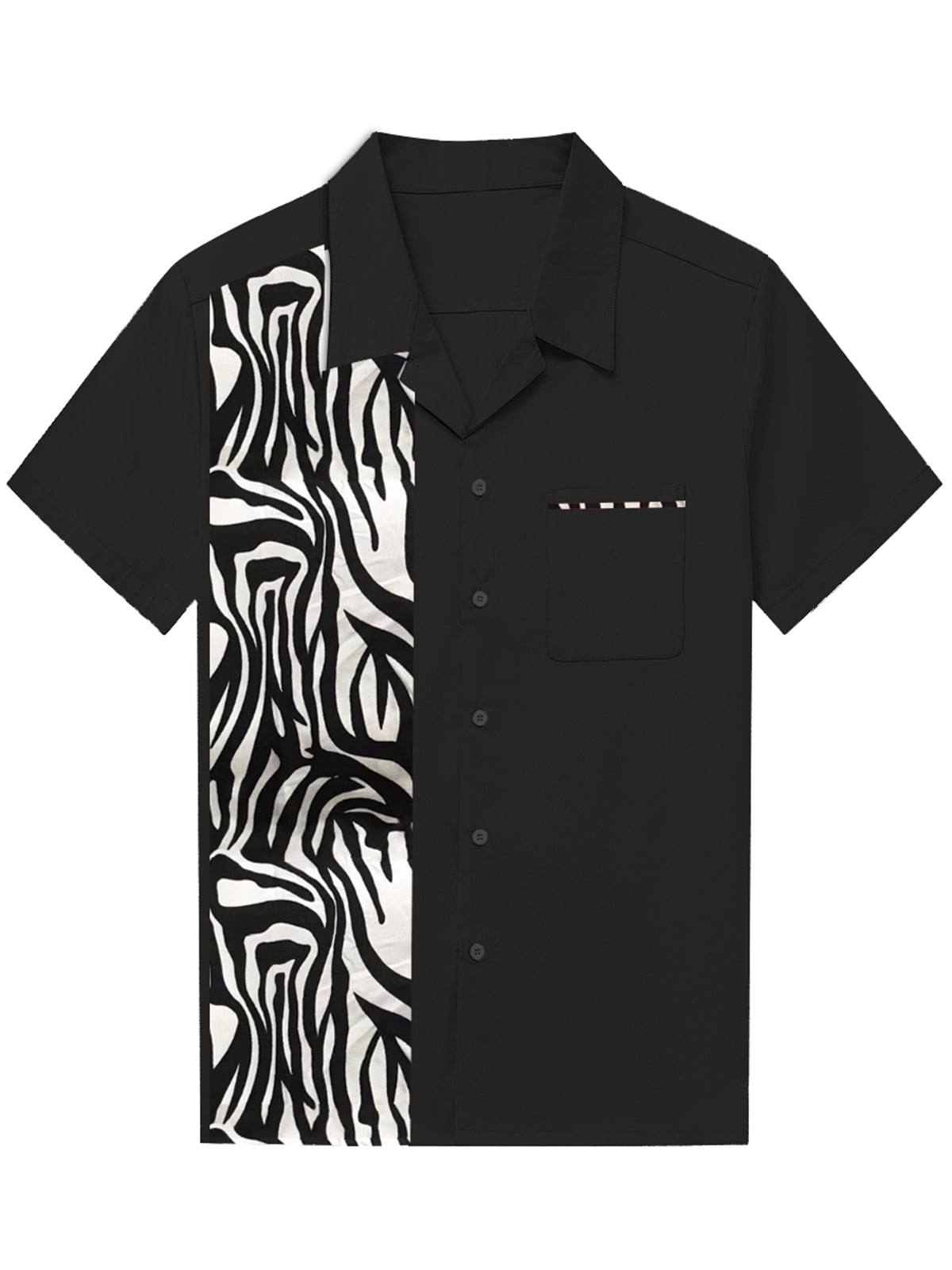 Men's Vintage 50's Cotton Bowling Snake Print Short Sleeve Shirt