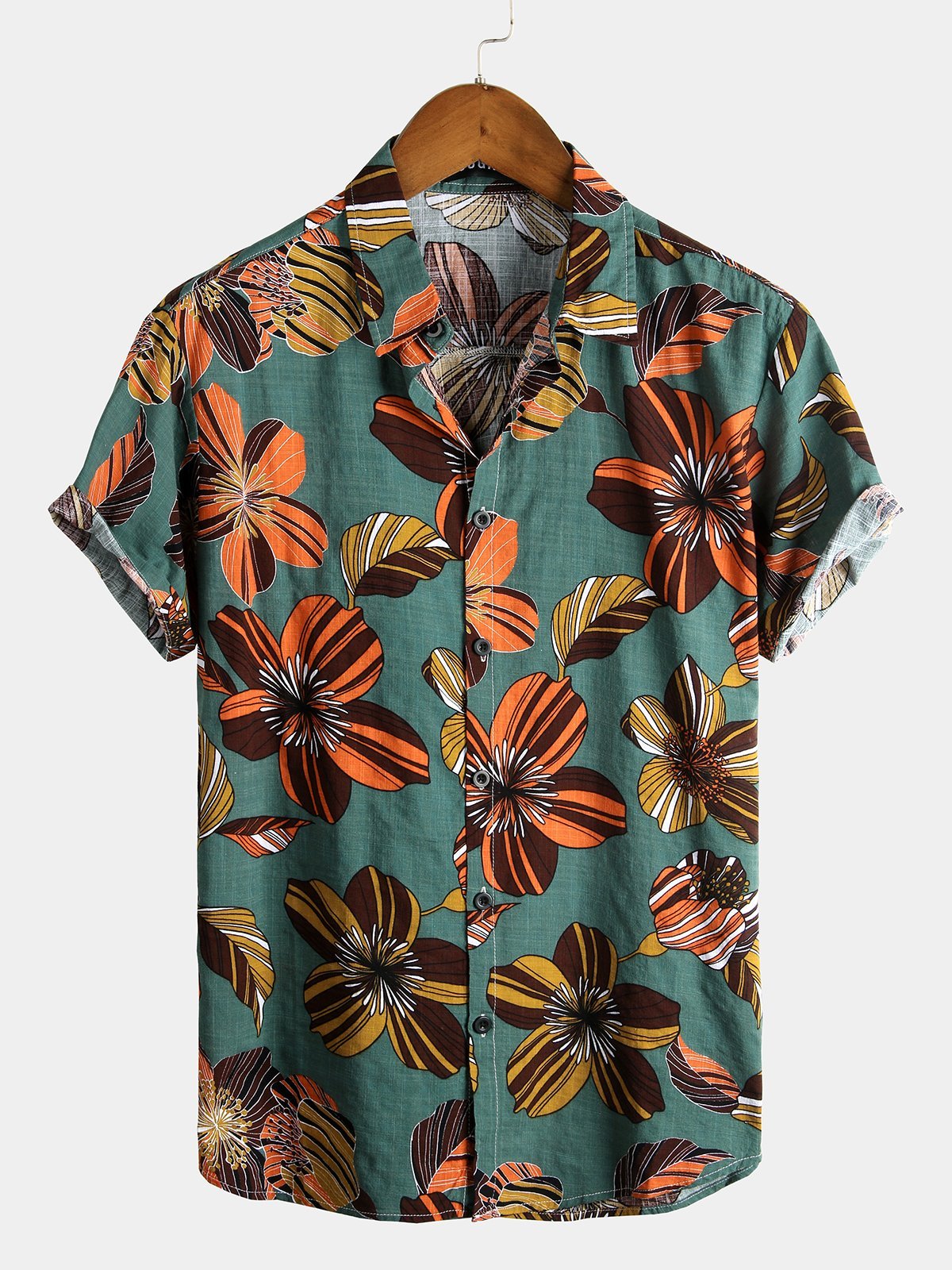 Men's Floral Cotton Tropical Hawaiian Summer Shirt