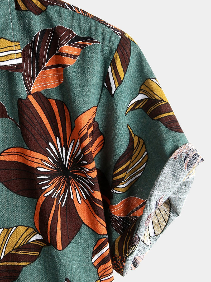 Men's Floral Cotton Tropical Hawaiian Summer Shirt