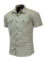 Men's Casual Outdoor Pocket Cotton Short Sleeve Shirt