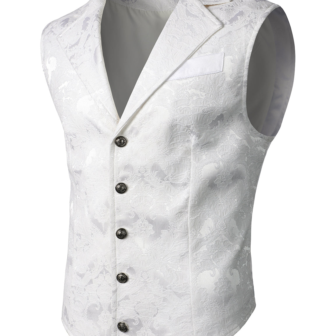 Men's Victorian Suit Vest Steampunk Gothic Waistcoat Vintage Paisley Floral Navy Vest