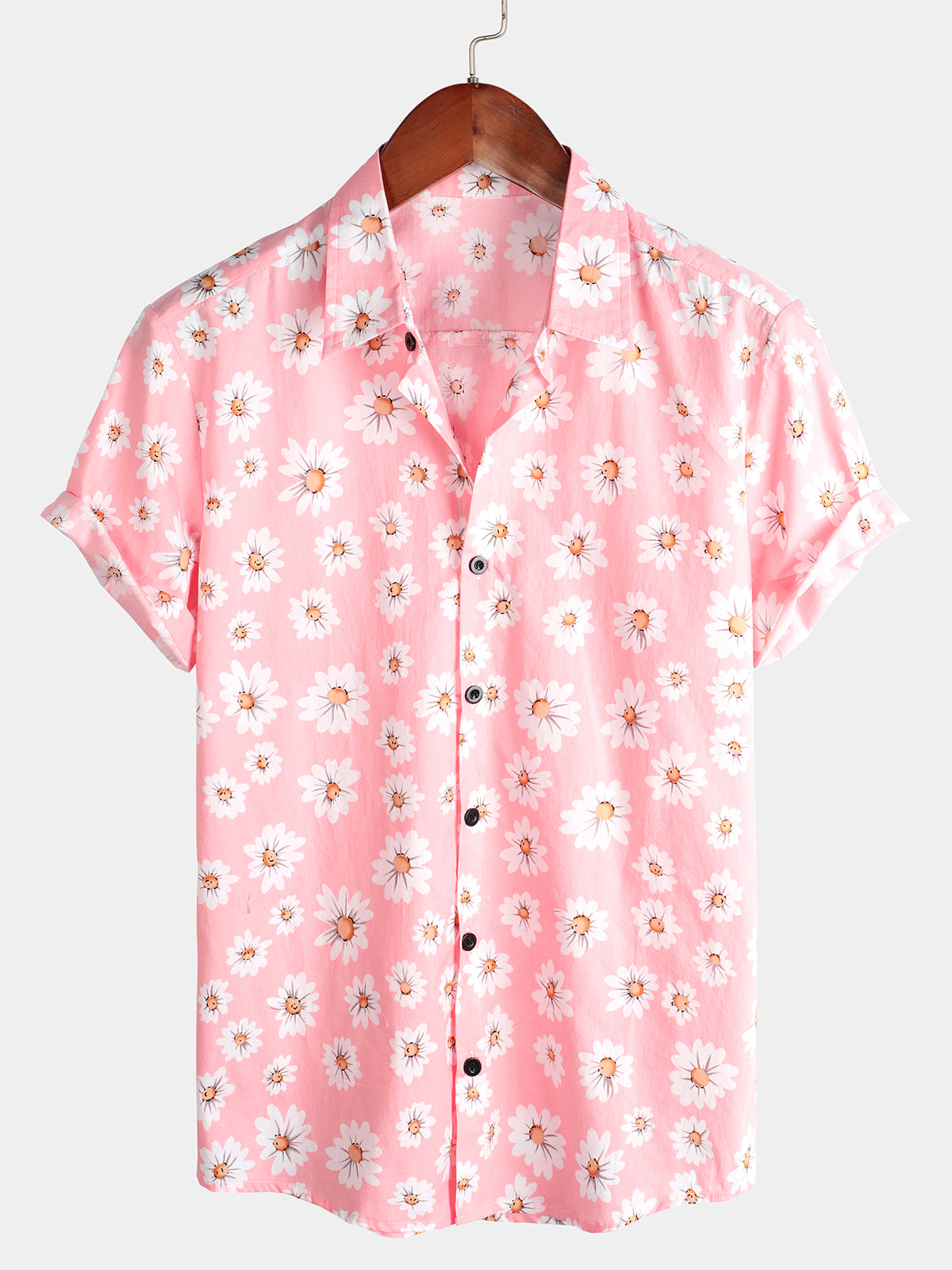 Casual Friday – Anton Flower Print Short Sleeve Shirt Ecru