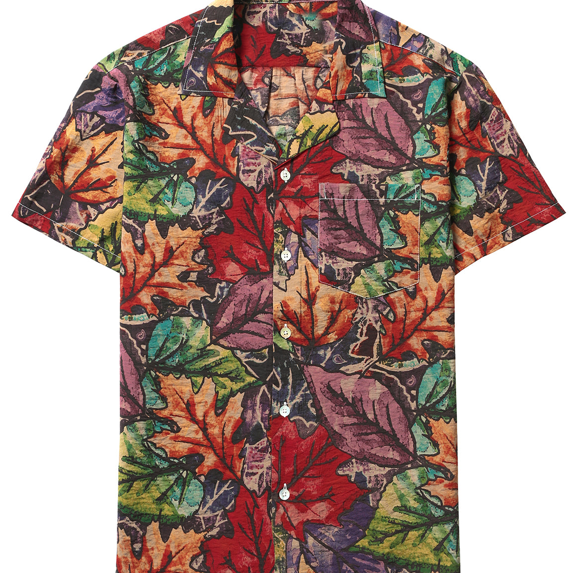 Men's Retro Button Down Summer 70s Short Sleeve Shirt