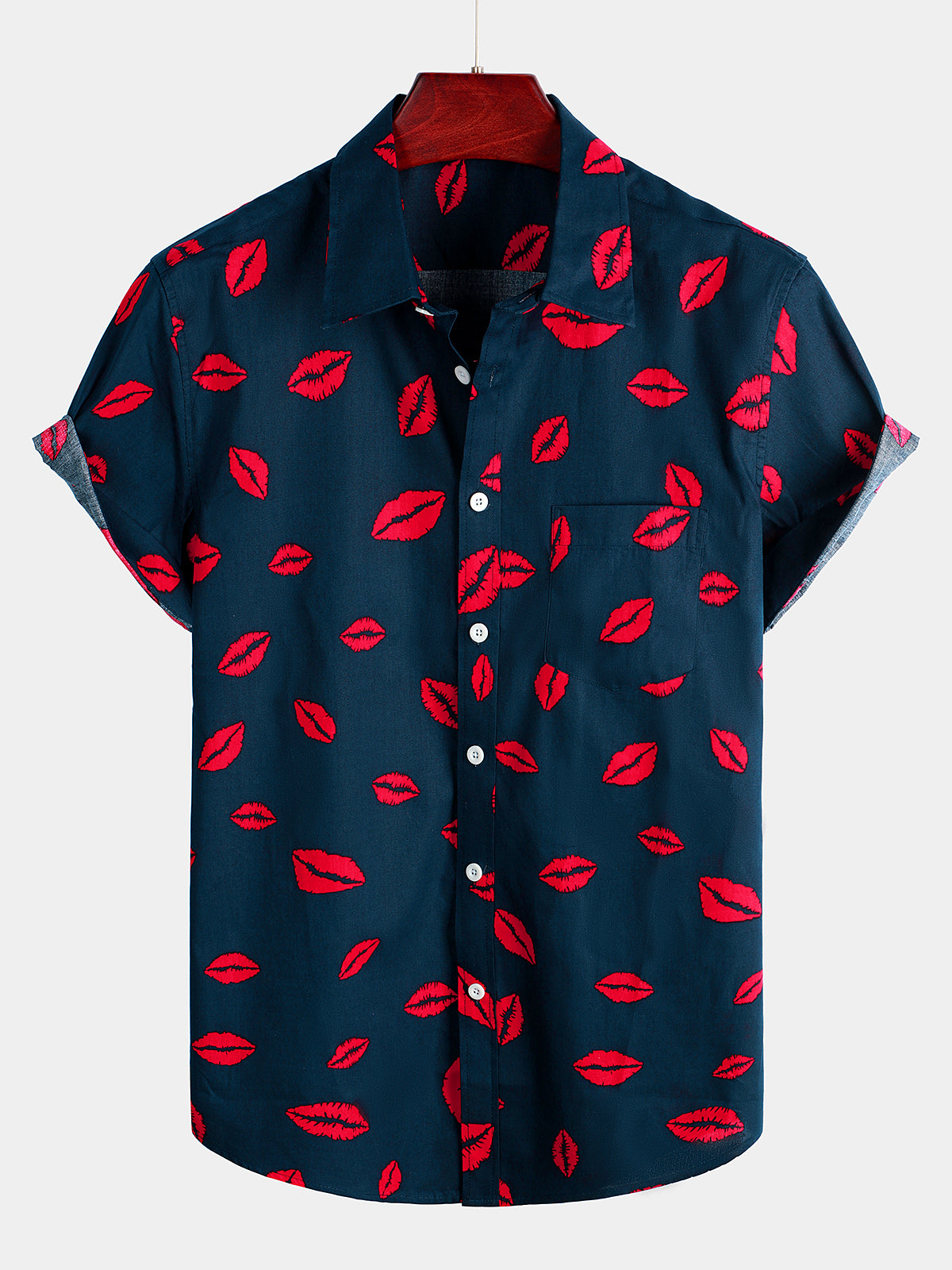 Men's Short Sleeve Holiday Casual Pocket Shirt