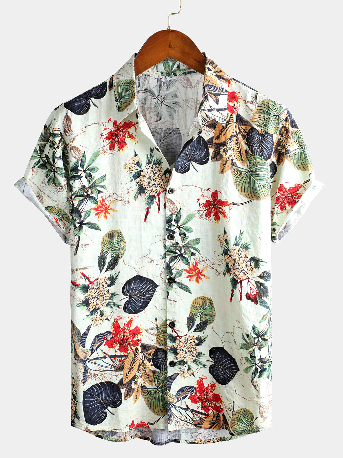 Men's Floral Cotton Tropical Hawaiian Plant Shirt – Atlanl