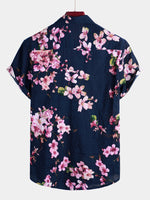 Bundle Of 2 | Men's Retro & Floral Button Up Short Sleeve Cotton 70s Shirt