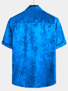 Men's Jacquard Flowers Button Up Pocket Floral Summer Cool Short Sleeve Tops Beach Vacation Shirt
