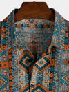 Men's Casual Vintage Short Sleeve 70s Retro Patchwork Button Up Lapel Shirt