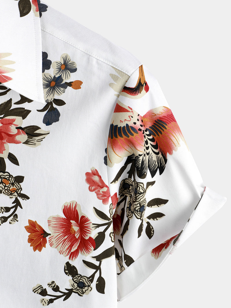 Men's Casual Floral Print Short Sleeve Shirt