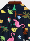 Men's Floral Cotton Tropical Flamingo Hawaiian Shirt