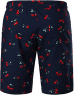 Men's Cherry Fruit Print Floral Cotton Hawaiian Cute Shirt and Shorts Set