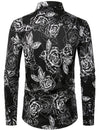 Men's Floral Cotton Casual Button Down Long Sleeve Shirt