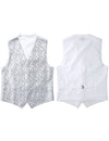 Men's 3pc Classic Jacquard Paisley Vest Set Necktie Pocket Square Waistcoat for Suit or Tuxedo