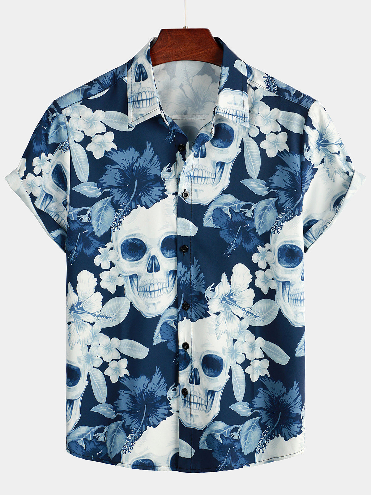  Baseball Skull and Bats Mens Short Sleeve Shirts