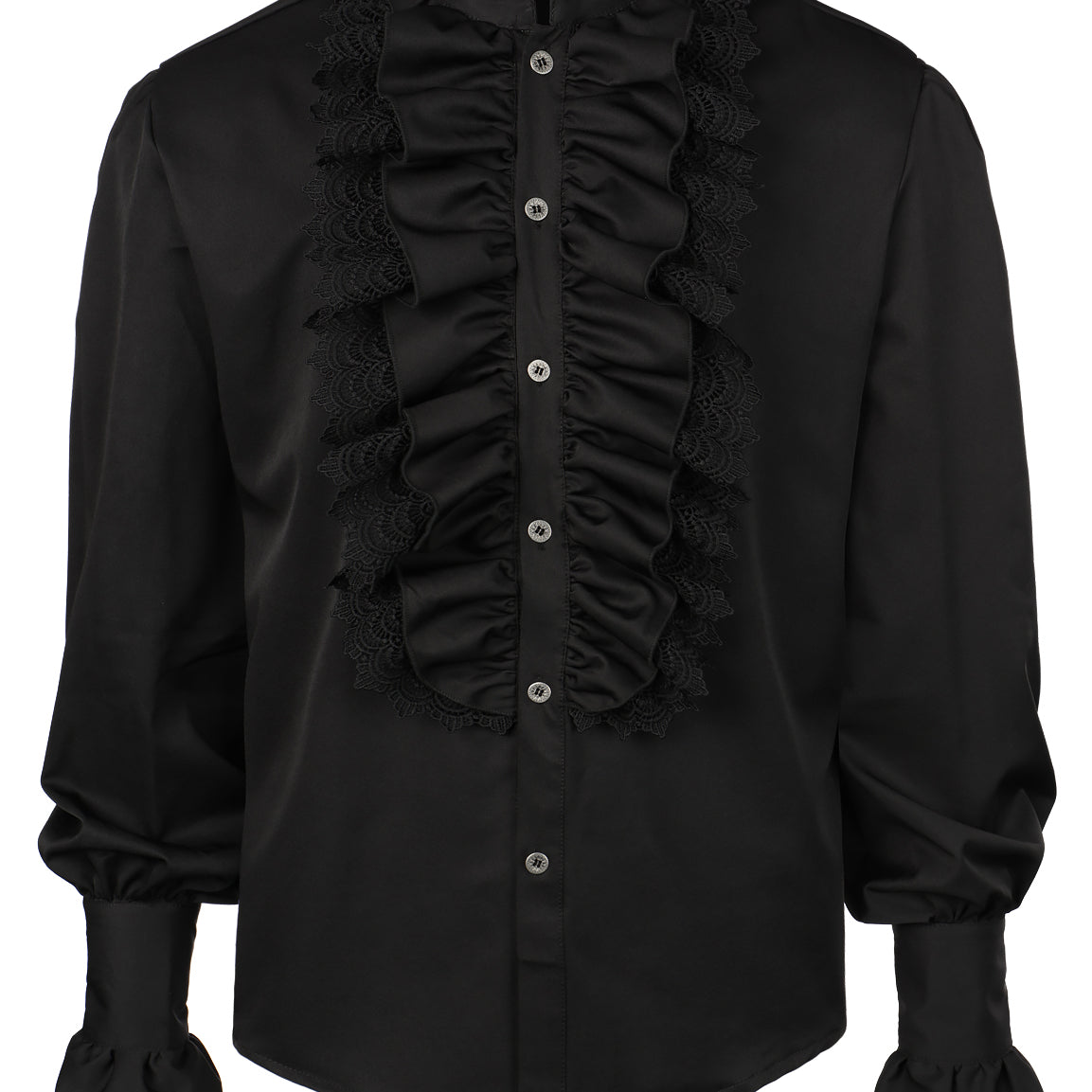 Men's Ruffle Steampunk Victorian Vintage Black Long Sleeve Shirt