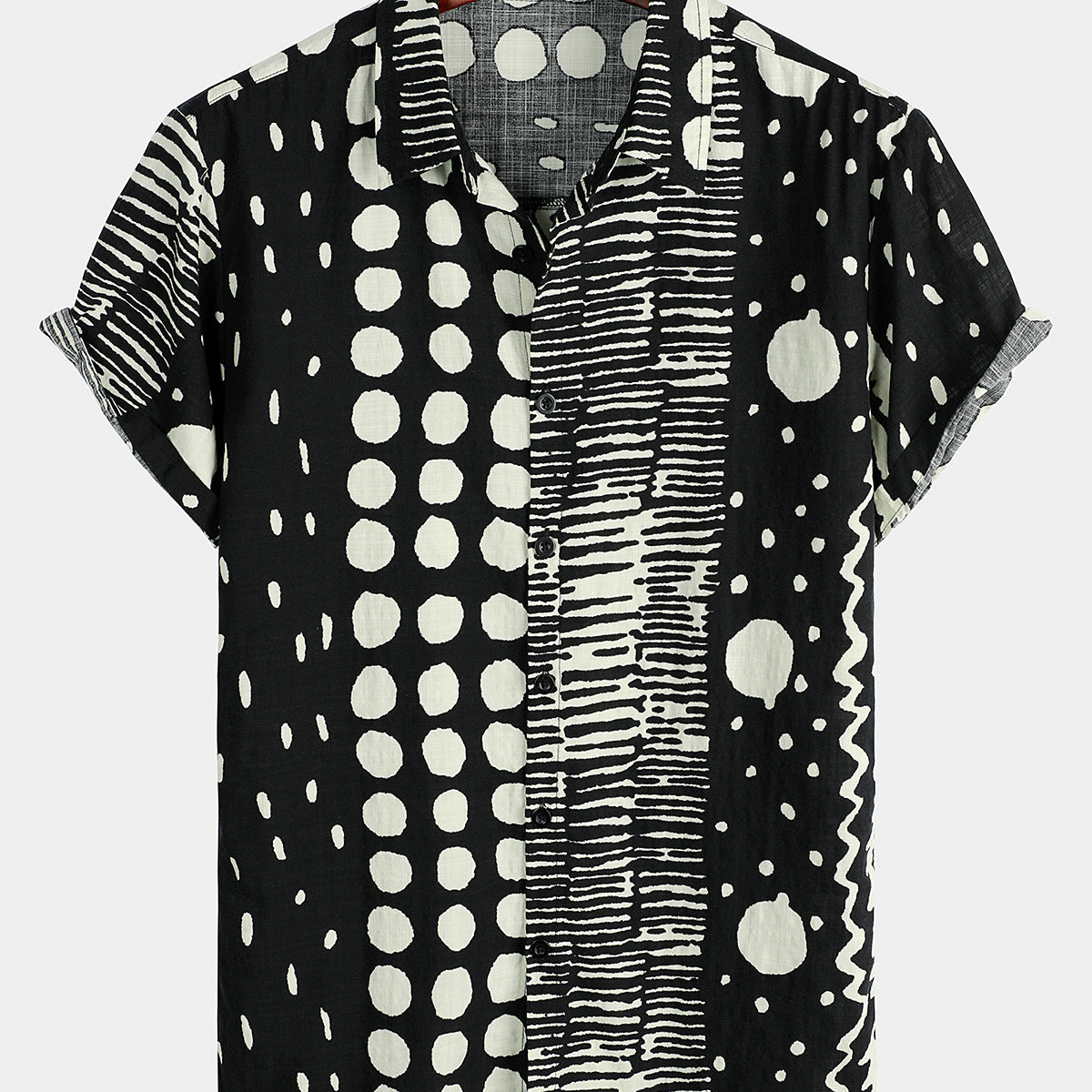 Men's Short Sleeve Polka Dots Cotton Shirt