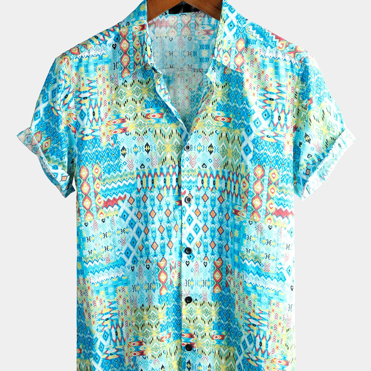Men's Vintage Short Sleeve Cotton Retro Triba Shirt