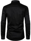 Men's Black Outdoor Casual Lapel Cotton Long Sleeve Shirt