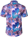 Men's Pink Casual Leopard Hawaiian Matching Shirt and Shorts Set