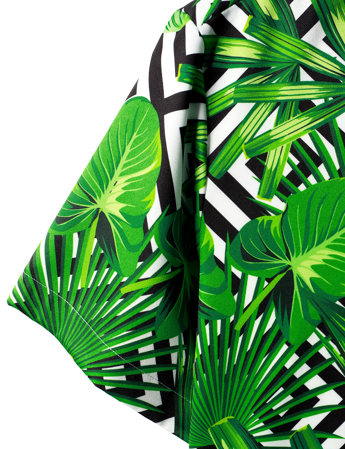 Men's Green Tropical Plant Leaf Geometric Print Vacation Short Sleeve ...