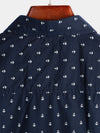 Men's Navy Blue Casual Short Sleeve Print Shirt
