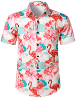 Men's Flamingo Print Hawaiian Shirt & Shorts Set