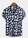 Men's Floral Daisy Print Tropical Hawaii Cotton Shirt