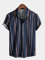 Men's Retro Cotton Button Up 70s Short Sleeve Shirt