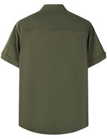 Men's Cotton Guayabera Geometric Embroidered Short Sleeve Button Up Pocket Summer Beach Shirt