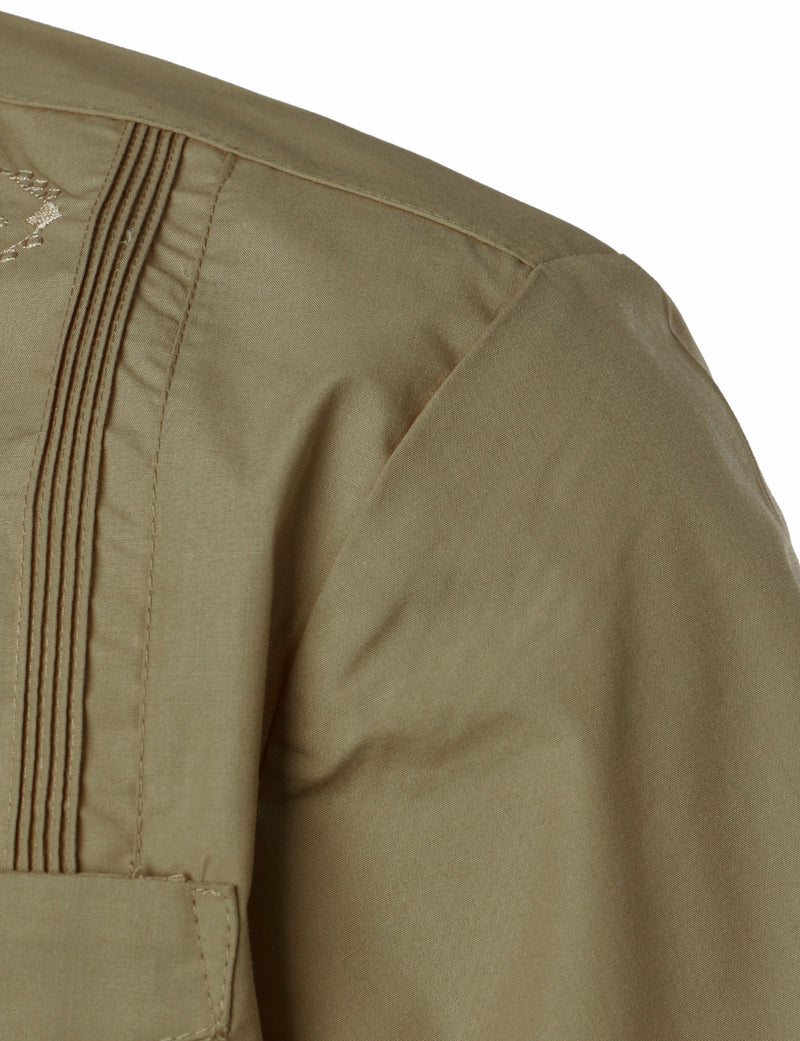 Men's Casual Summer Pocket Short Sleeve Button Up Cuban Guayabera Shirt