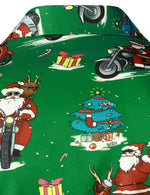 Men's Green Ugly Christmas Santa Print Claus Short Sleeve Shirt