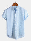 Bundle Of 2 | Men's Blue Cotton Button Up Short Sleeve Shirt