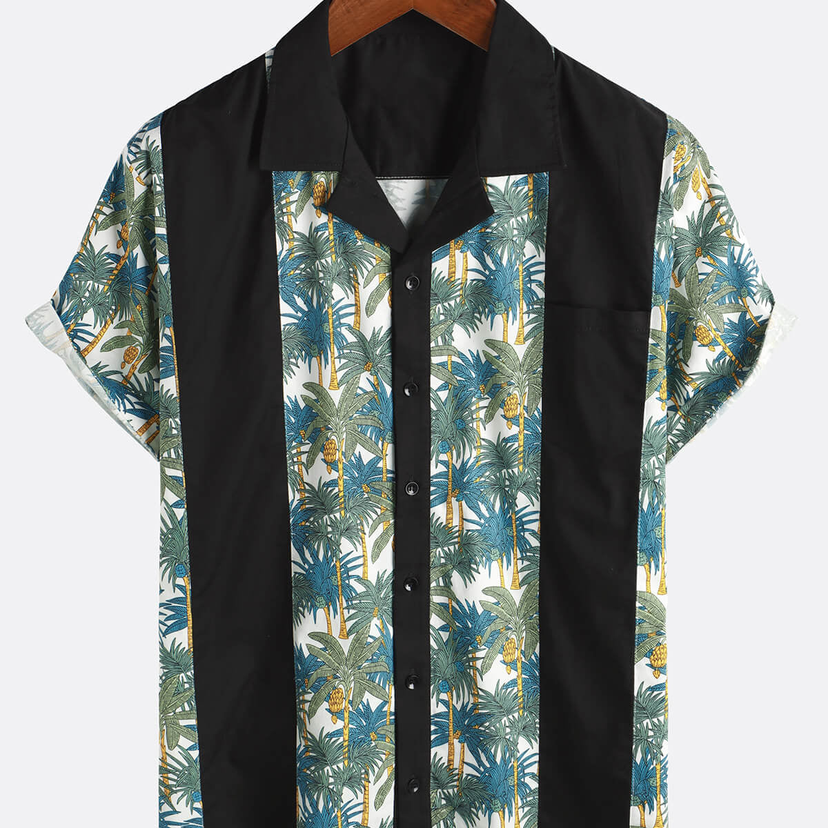 Men's Tropical Palm Tree Print Boling Casual Button Up Short Sleeve Cute Hawaiian Summer Shirt