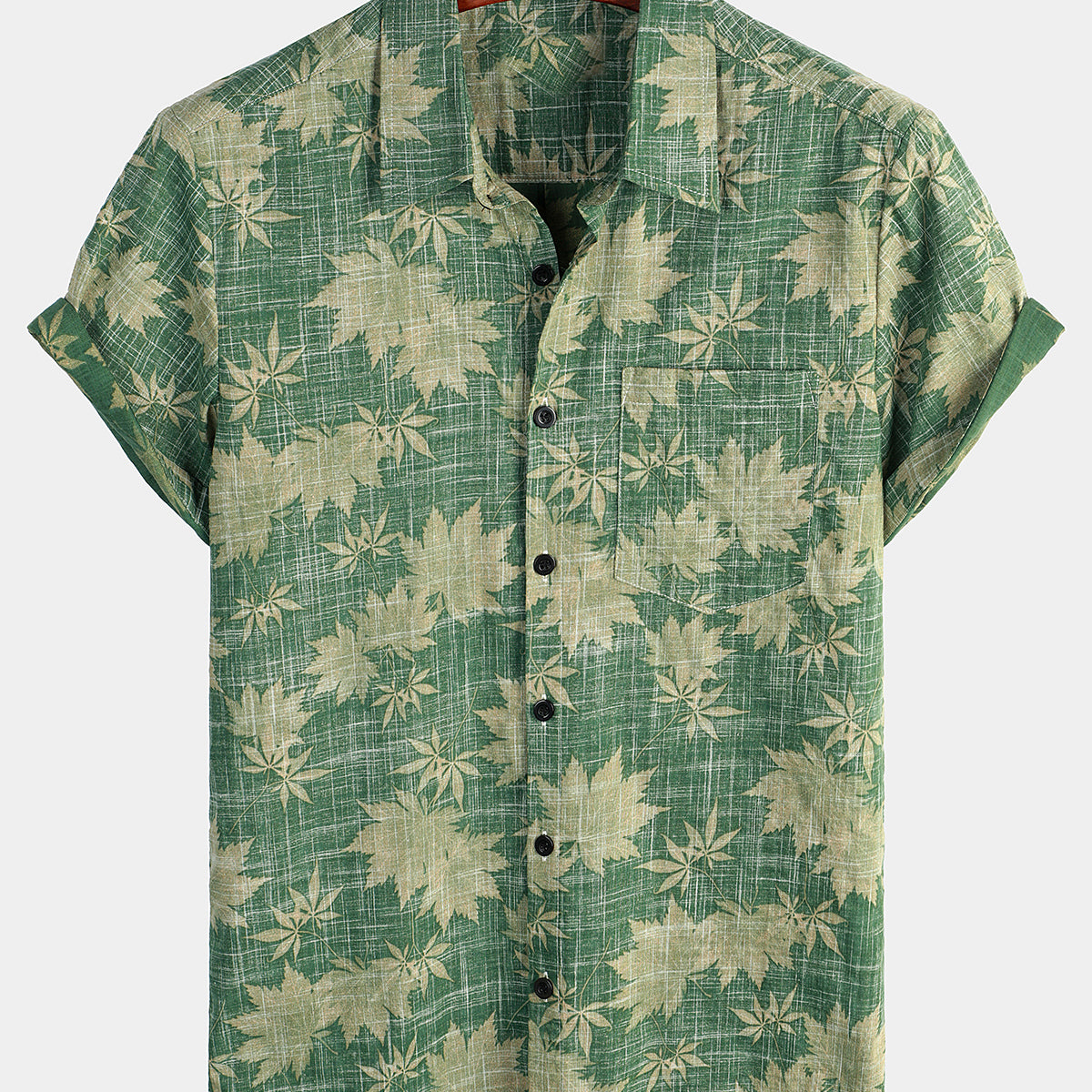 Men's Casual Holiday Leaf Pocket Hawaiian Retro Shirt