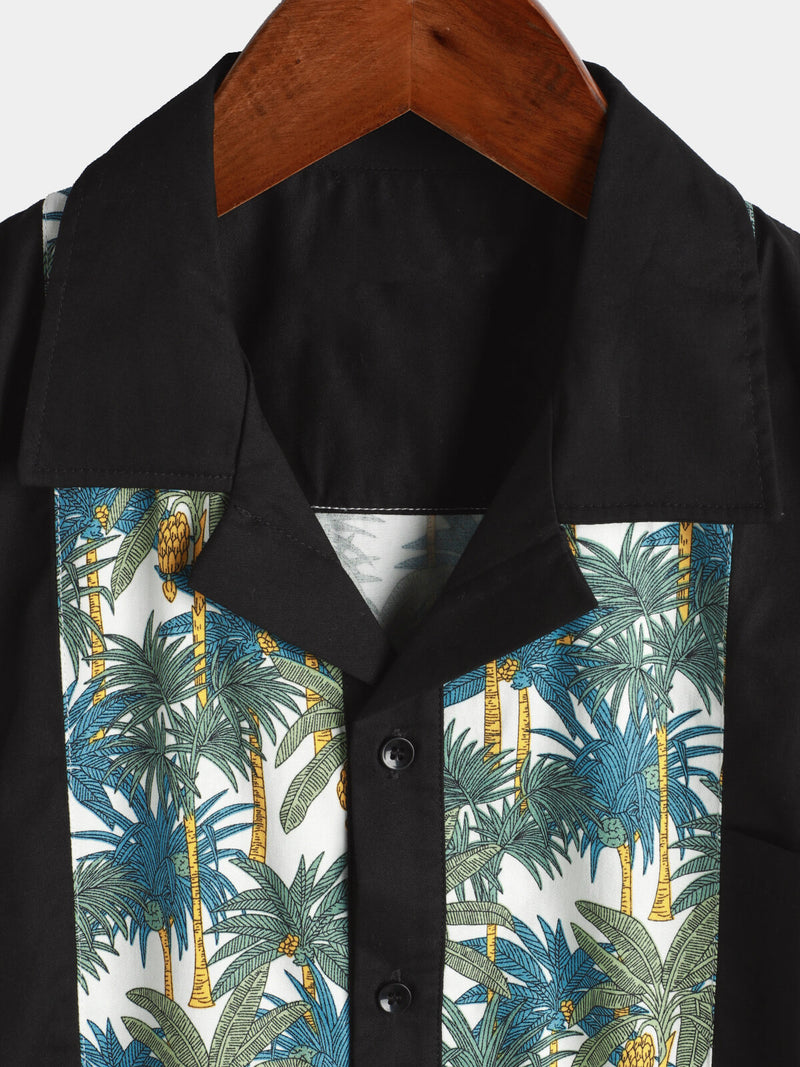 Men's Tropical Palm Tree Print Boling Casual Button Up Short Sleeve Cute Hawaiian Summer Shirt
