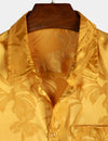 Men's Summer Jacquard Casual Button Up Pocket Floral Short Sleeve Beach Shirt