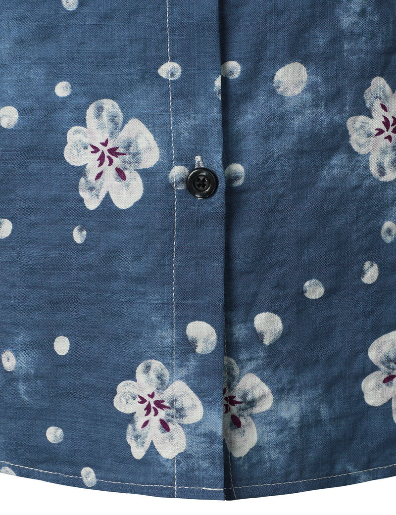 Women's Floral Print Cotton Hawaiian Short Sleeve Shirt