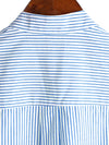Men's Breathable Cotton Stand Collar Short Sleeve Striped Classic Shirts