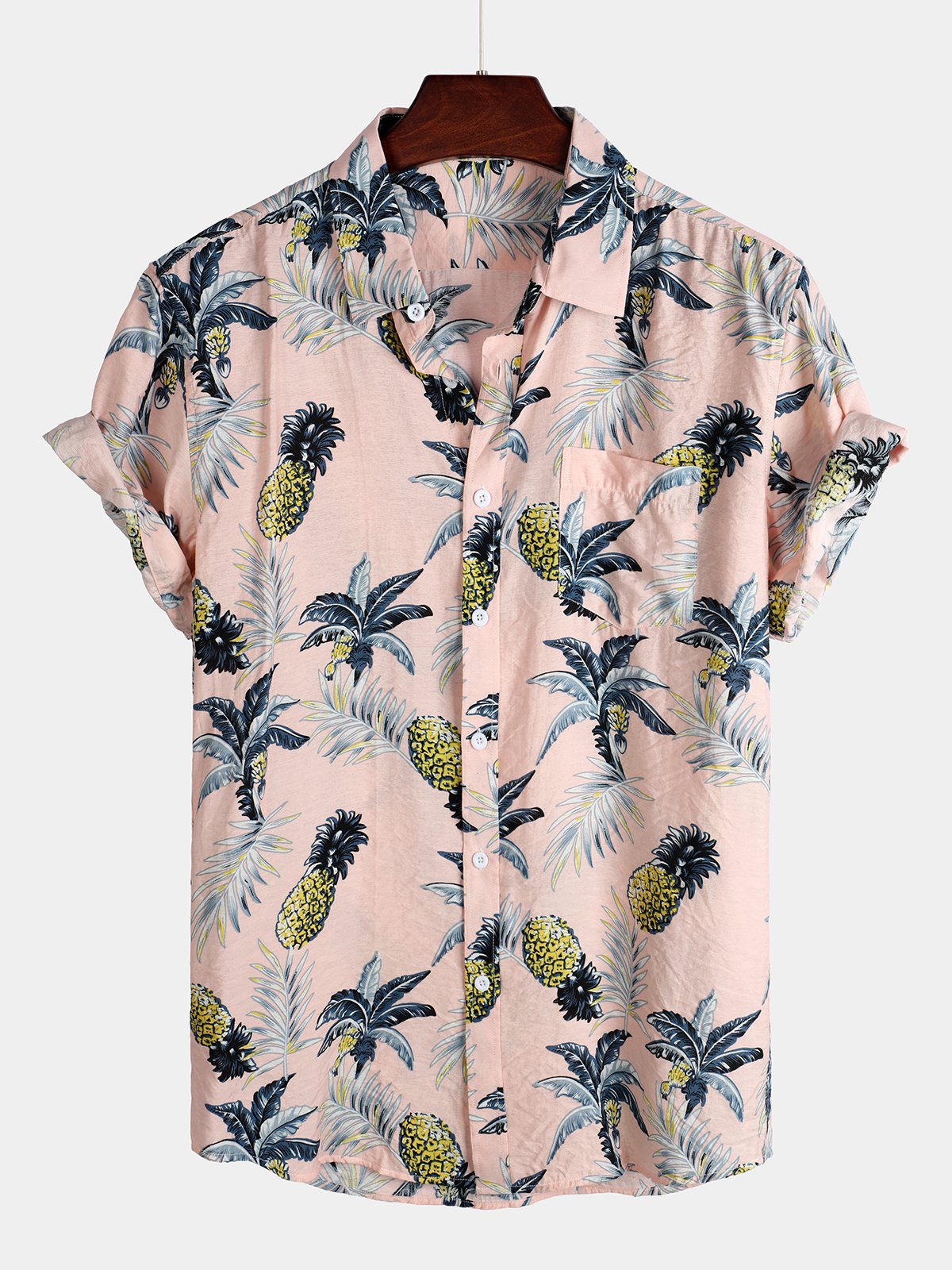 Men's Tropical Fruit Pineapple Holiday Cotton Shirt