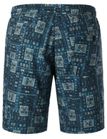 Men's Navy Blue Boho Short Sleeve Vintage Matching Shirt and Shorts Set