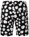 Men's Black Cotton Daisy Floral Hawaiian Flower Outfit Matching Shirt and Shorts Set