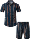 Men's Casual Cotton Vintage Shirt and Shorts Set