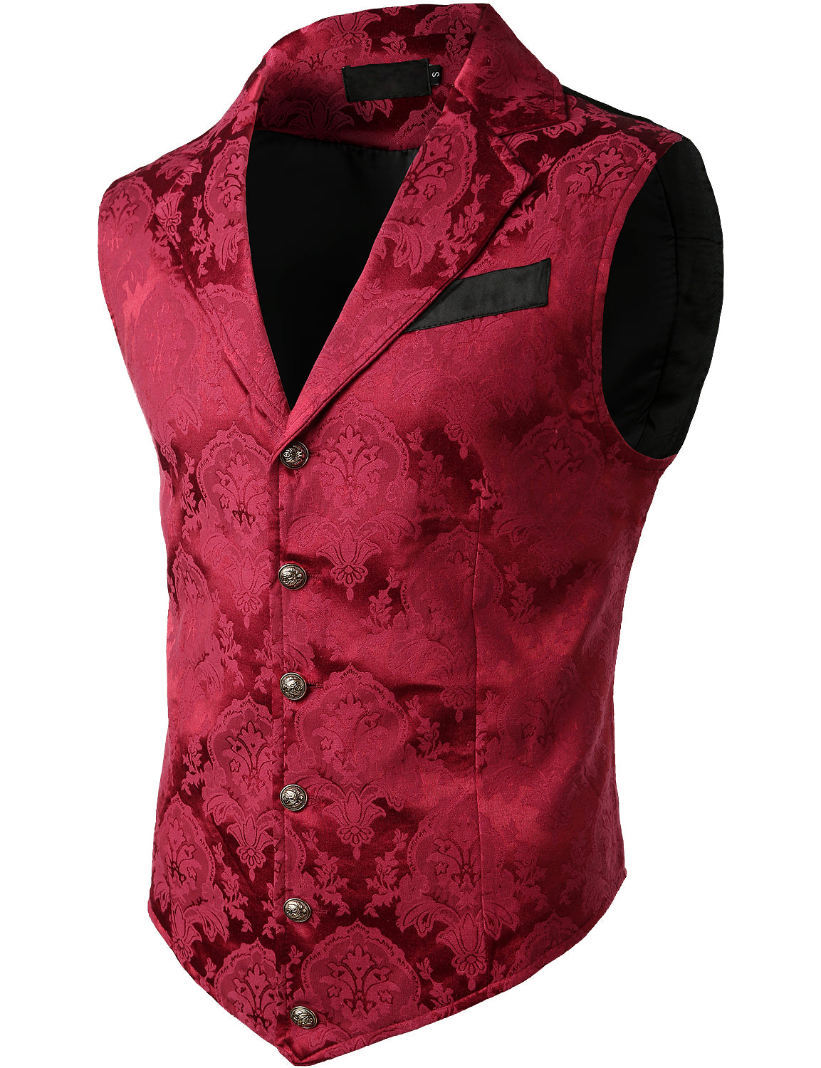 Men's Victorian Suit Vest Steampunk Gothic Waistcoat Vintage Paisley Floral Red Vest
