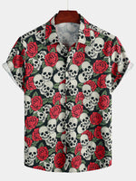 Men's Funny Skull Print Short Sleeve Shirt