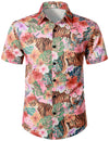 Men's Floral Tiger Animal Print Hawaiian Shirt and Shorts Set