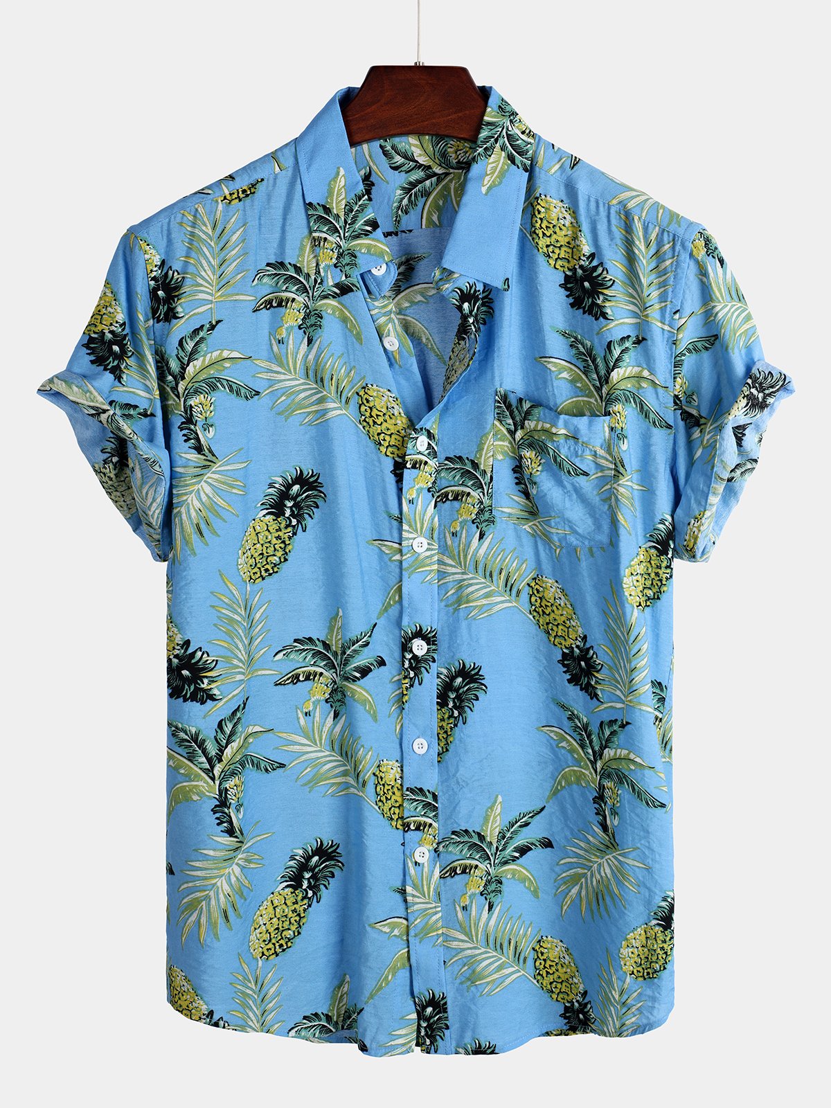 Men's Tropical Fruit Pineapple Holiday Cotton Shirt