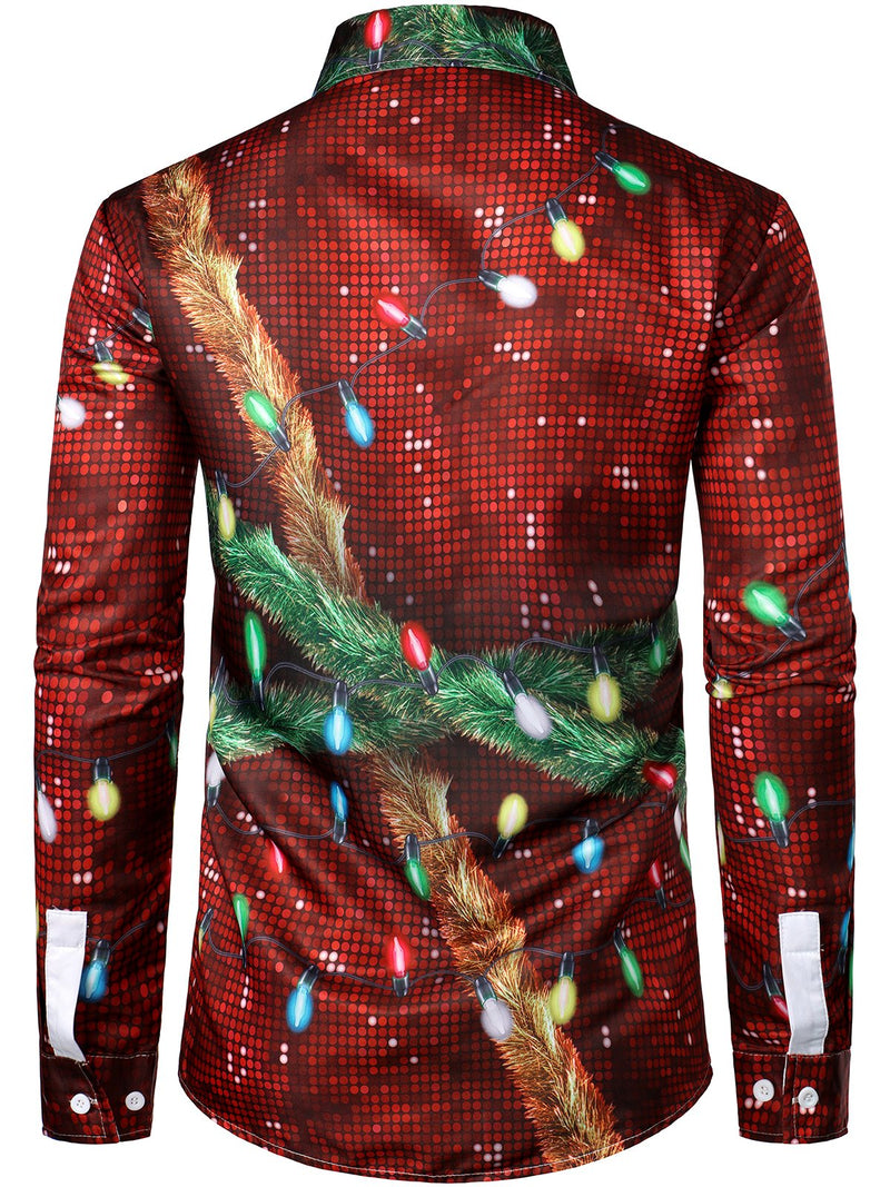Bundle Of 3 | Men's Christmas Print Regular Fit Long Sleeve Shirt