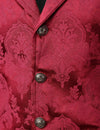 Men's Victorian Suit Vest Steampunk Gothic Waistcoat Vintage Paisley Red Vest