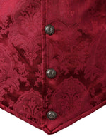 Men's Victorian Suit Vest Steampunk Gothic Waistcoat Vintage Paisley Red Vest
