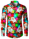 Men's Santa Claus And Beer Disco Cool Christmas Themed Party Long Sleeve Shirt